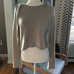 Project Social T grey/brown crop hoodie